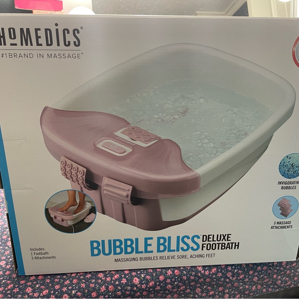 NEW! Pink Homedics Bubbles Bliss Deluxe Foot Bath